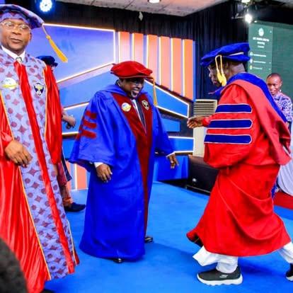 Tony Ojeshina in academic regalia at his honorary doctorate conferment ceremony, August 2024
