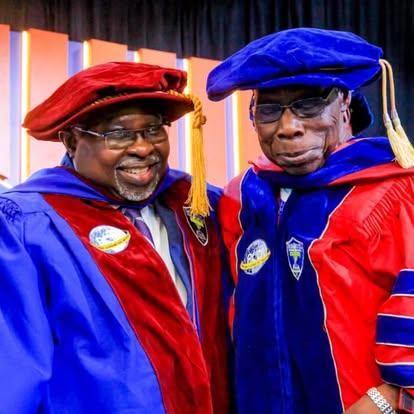 Tony Ojeshina with Chief Olusegun Obasanjo, Balogun of Owu Kingdom
